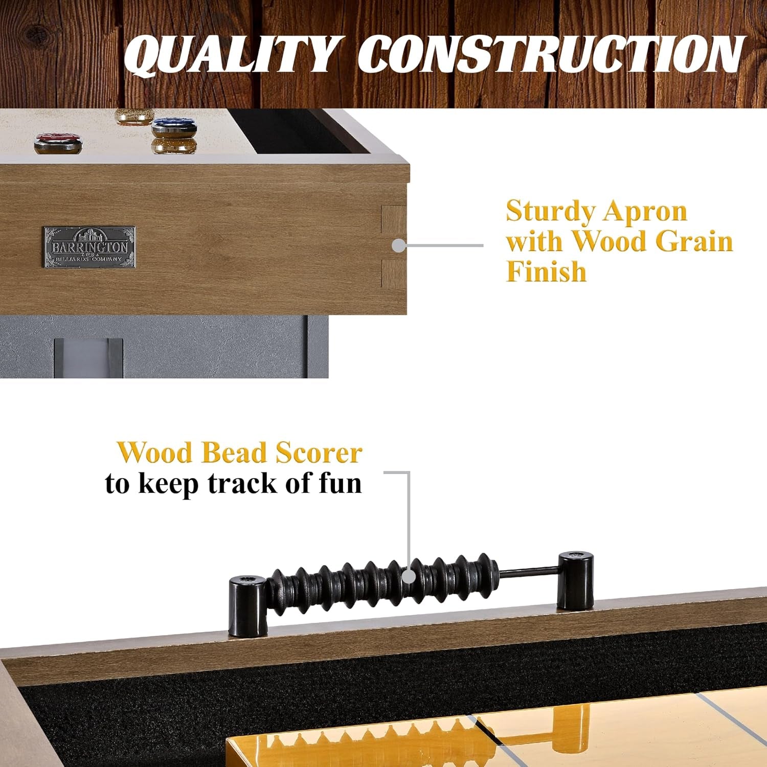 Barrington Urban Shuffleboard Table with Scratch-Resistant Playfield and 8-Puck Set