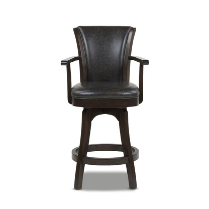 Swivel Counter Height Bar Stool with High Backrest and Solid Hardwood - Multiple Colors