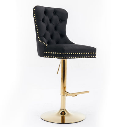 Modern Upholstered Swivel Barstools with Adjustable Height - Set of 2