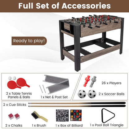 49" 3-in-1 Flip Combo Game Table | Pool, Foosball & Table Tennis