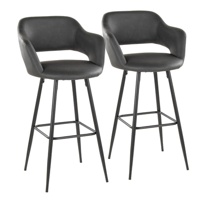 Contemporary Fixed Height Barstool Set of 2 with Square Footrest - Multiple Colors