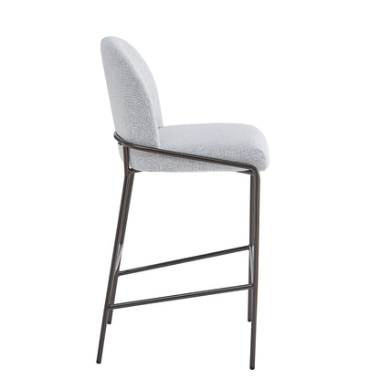 Galen Indoor Metal Upholstered Barstool with Contoured Backrest - Antique Bronze