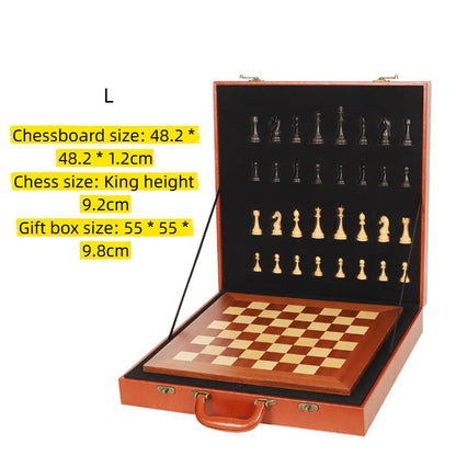 International Chess Heavy Woodgrain Chess Wooden Chess Board Western Chess Adult Luxury Set Chess
