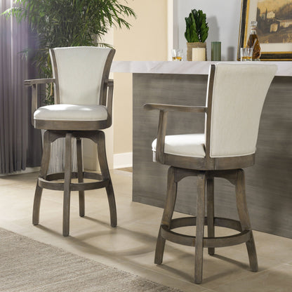 Swivel Counter Height Bar Stool with High Backrest and Solid Hardwood - Multiple Colors