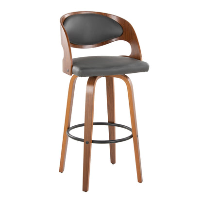 Mid-Century Modern Barstool Set with Swivel Footrest - White or Dark Gray