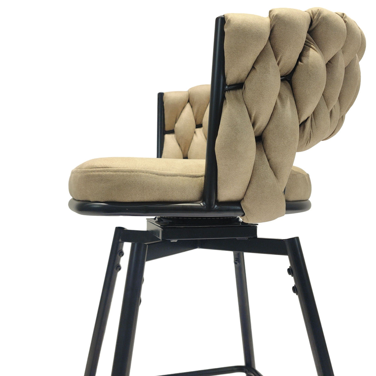 Bar Stool 360 Swivel with Back Footrest - Upholstered, Set of 2