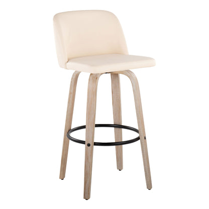 Mid-Century Modern Fixed Height BarStool Set with Swivel Footrest - Multiple Colors