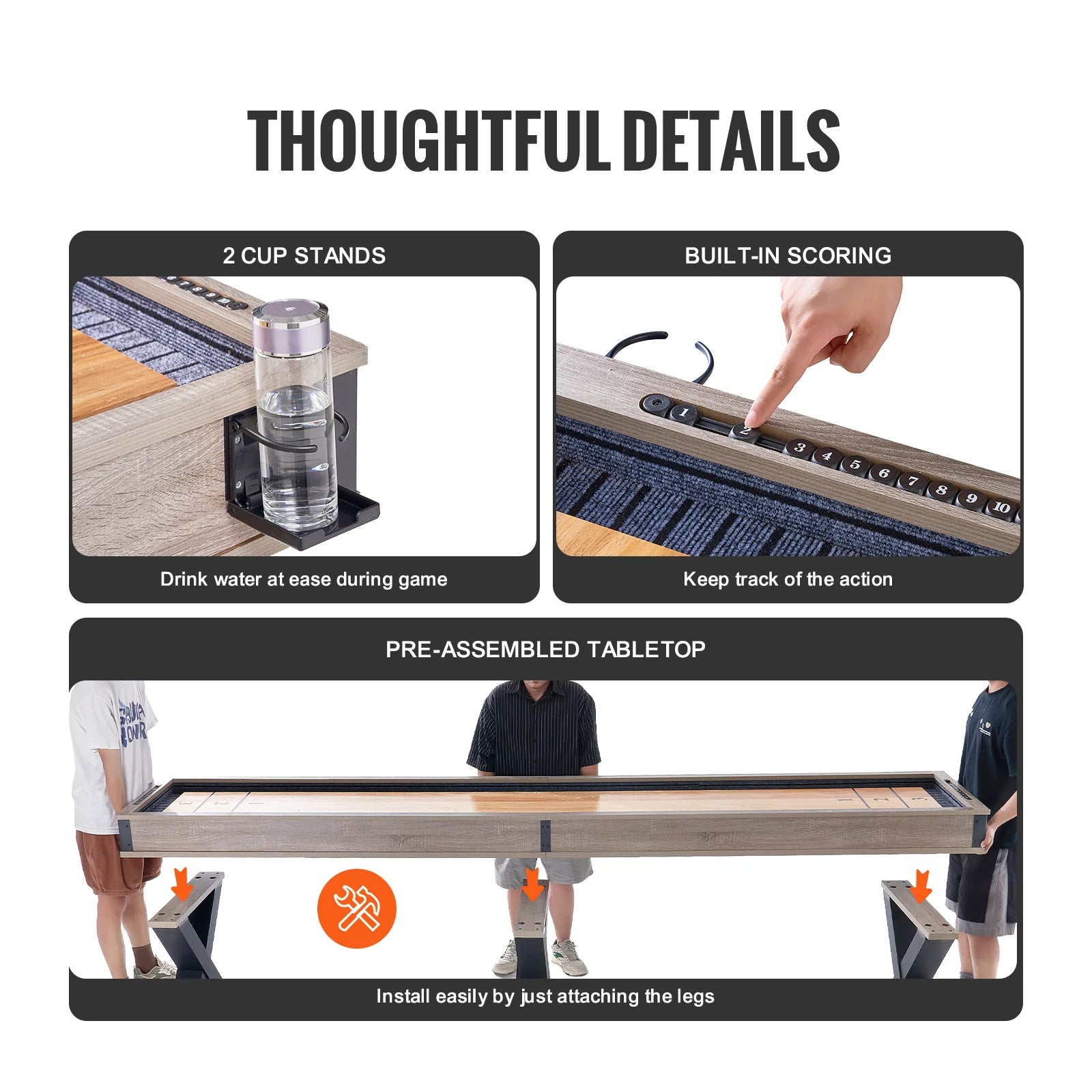 Ultimate 11.5 Ft Shuffleboard & Bowling Combo Game Set - Perfect for Family Game Rooms with Scratch-Resistant Playfield, 8 Pucks, Bowling Set, Wax & Table Brush Included!