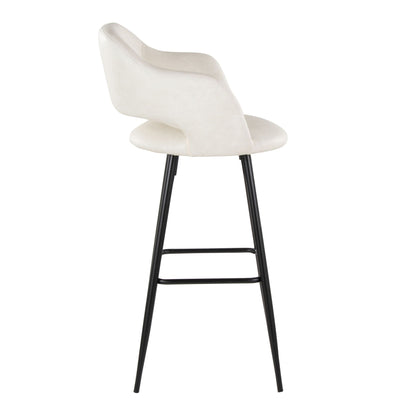 Contemporary Fixed Height Barstool Set of 2 with Square Footrest - Multiple Colors