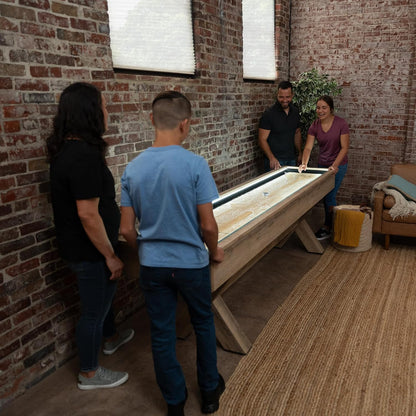 LED Shuffleboard with Contemporary Buffet Top - Illuminated LED Rails and Two-Piece Leaf Design