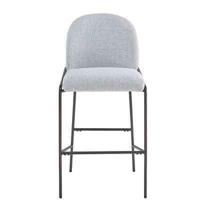 Galen Indoor Metal Upholstered Barstool with Contoured Backrest - Antique Bronze