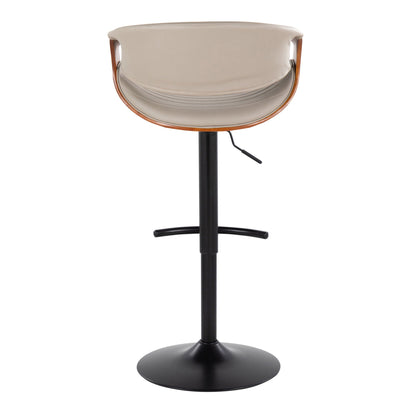 Symphony Mid Century Modern Adjustable Barstool Set with Swivel and T Footrest - Black, Beige, Pearl Silver