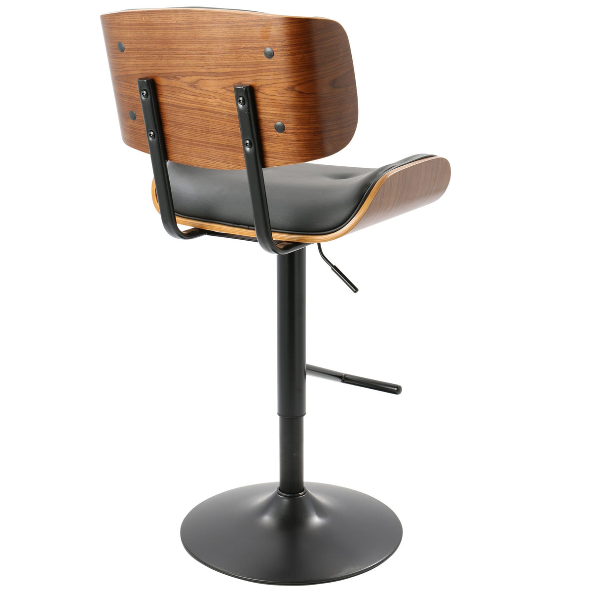 Mid-Century Modern Adjustable Barstool with Swivel - Black, White, Dark Gray