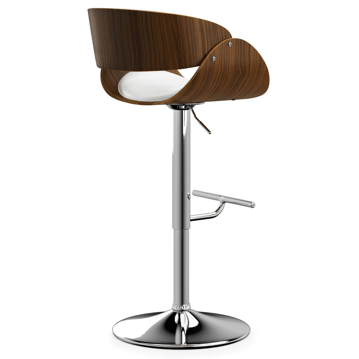 Mid Century Modern Adjustable Swivel Bar Stool with Bentwood Frame - Black, Light Blue, Dark Gray, White