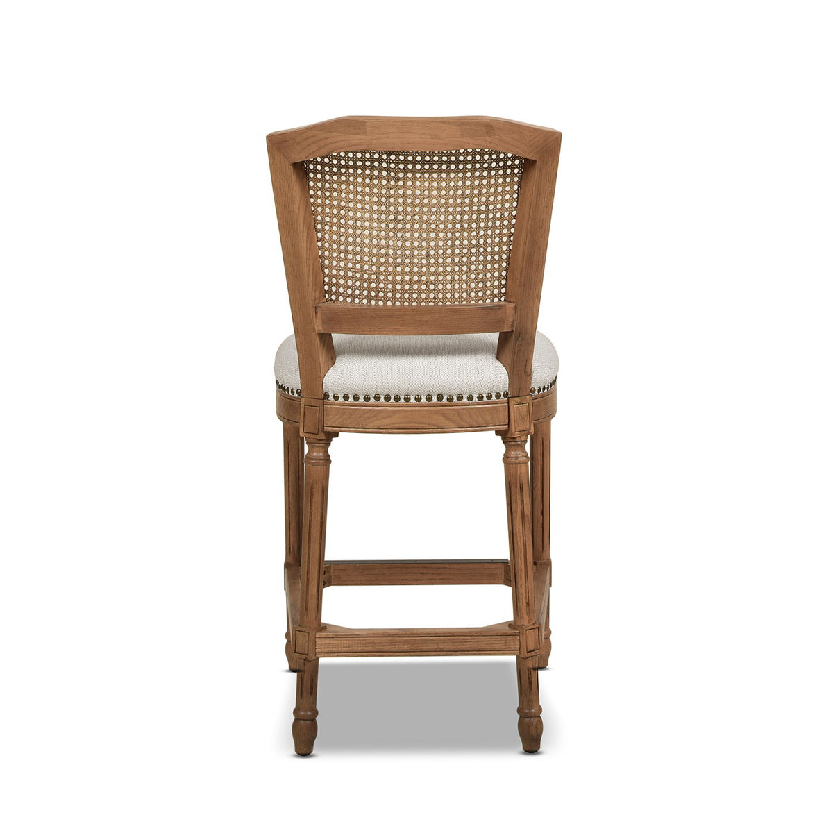 Rattan Wicker High Back Counter Bar Stool with Oak Frame - Gray or Dark Brown