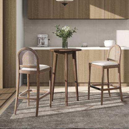 Curved Back Cane Bar Stools with Natural Cane Webbing - Black or White