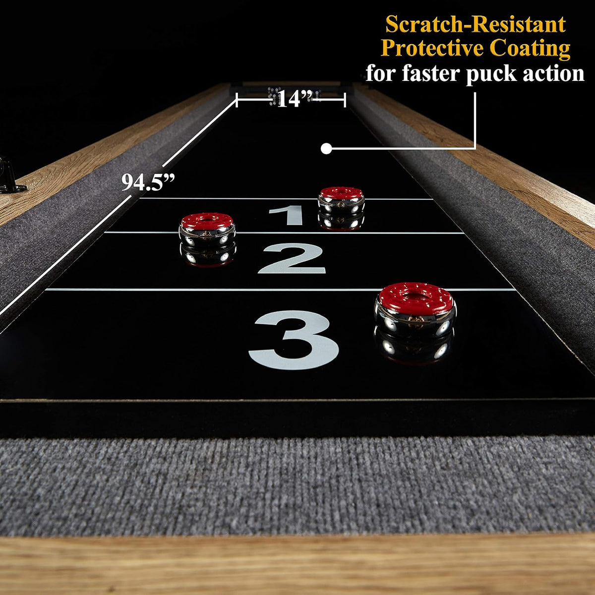 Barrington 9-Foot Shuffleboard Table with Durable Scratch-Resistant Playfield and Eight-Puck Set