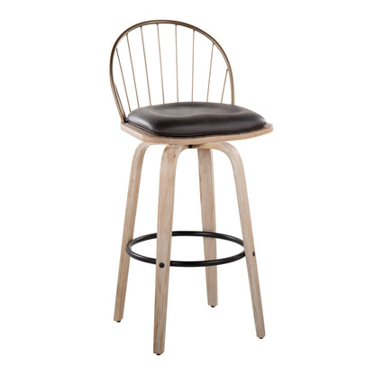 Industrial Fixed Height Barstool Set with Swivel and Removable Cushion - Light Brown or Black