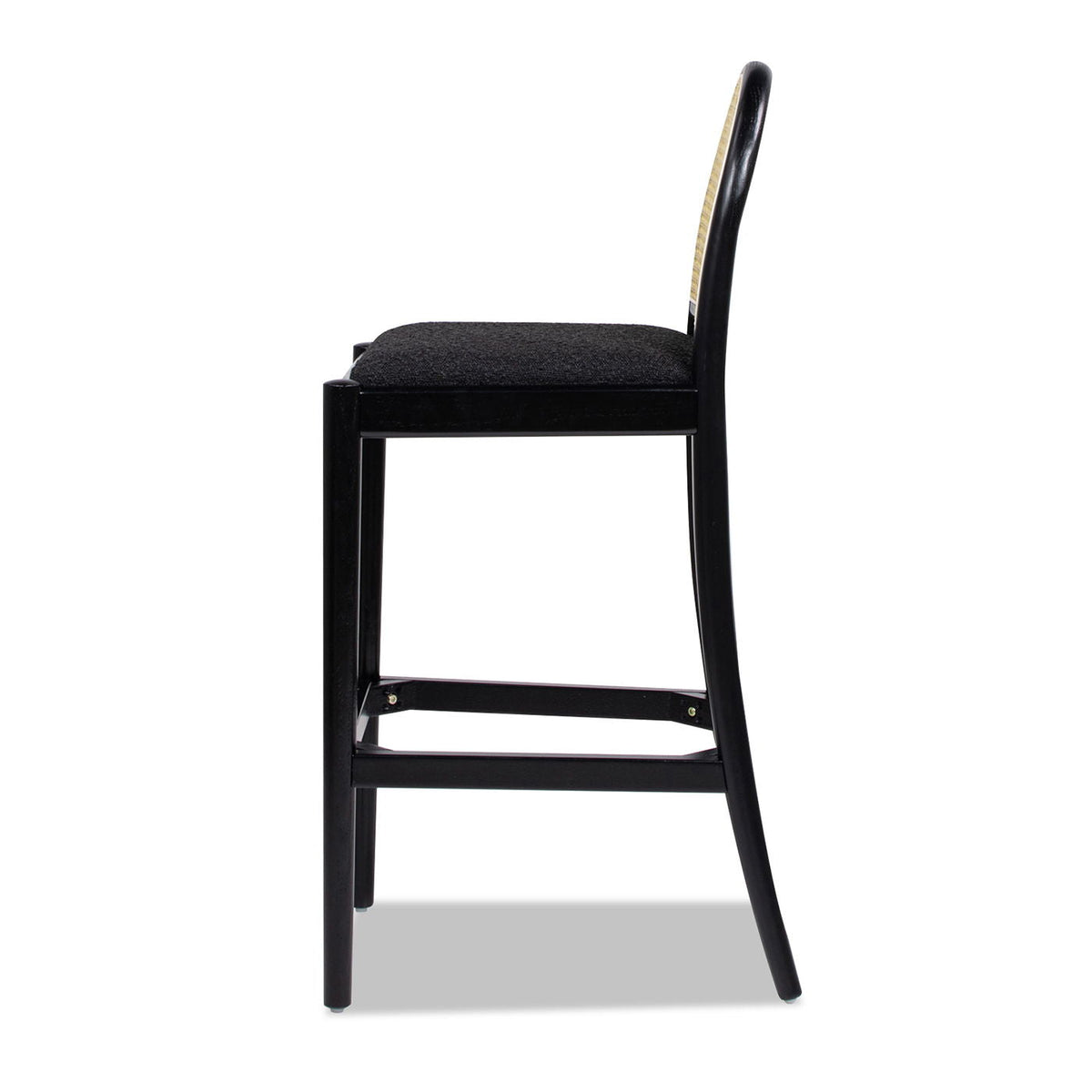 Curved Back Cane Bar Stools with Natural Cane Webbing - Black or White