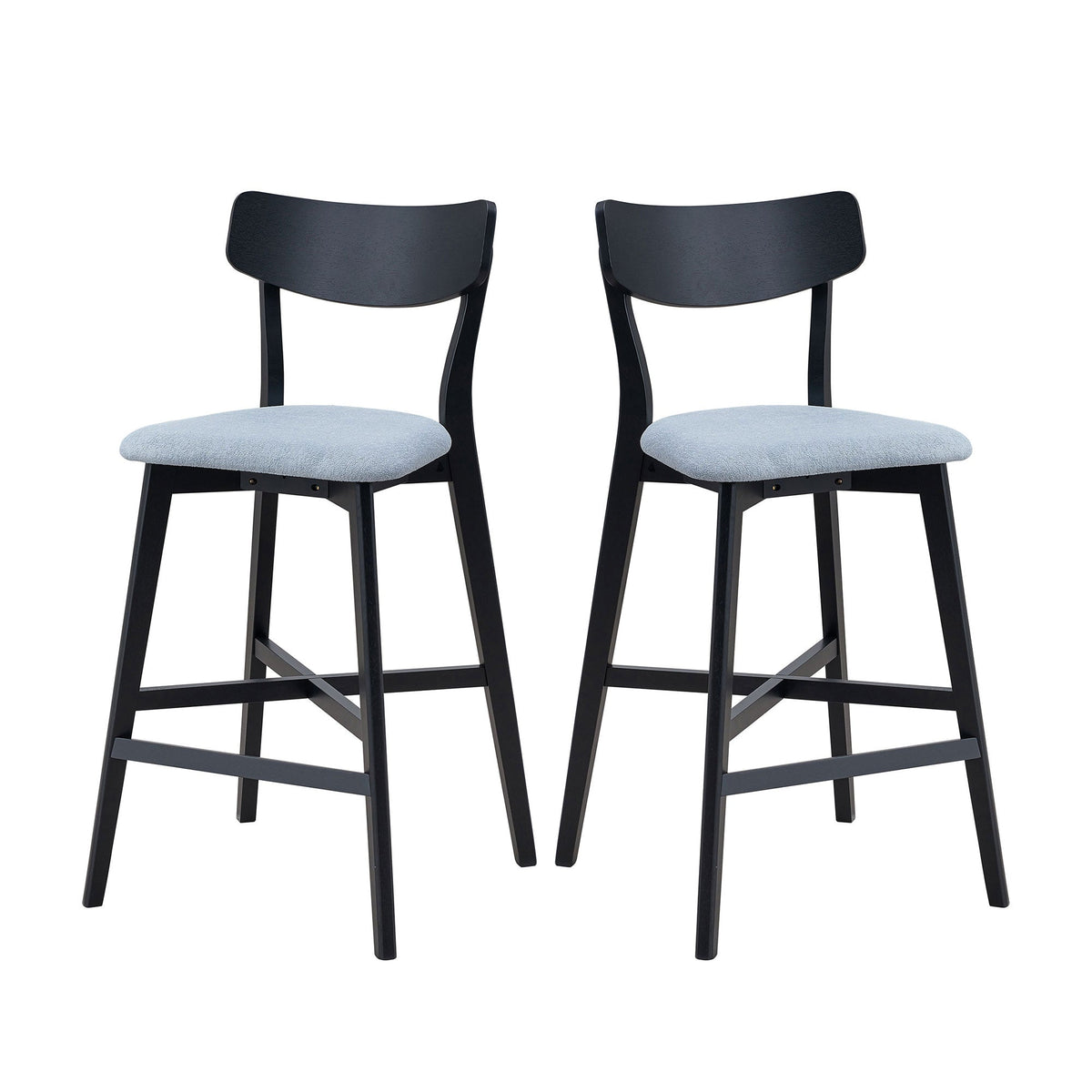 Wooden Bar Chairs Set of 2, Modern Soft Upholstered Kitchen Island Chairs