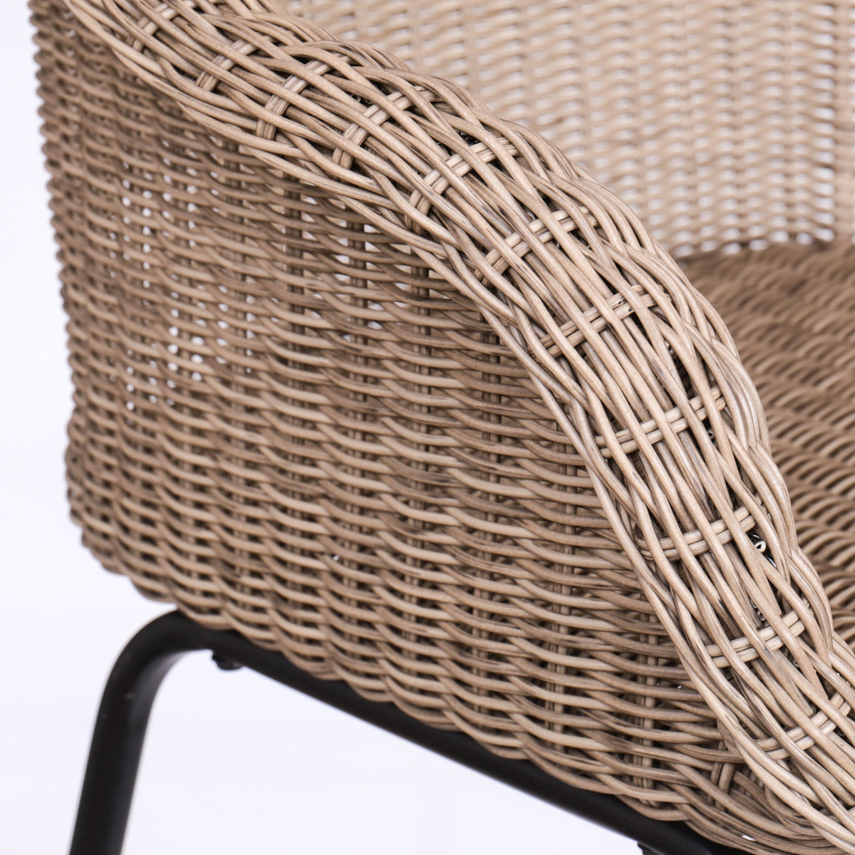 Light Brown Metal Wicker Barstool Set of 2 with Iron Frames