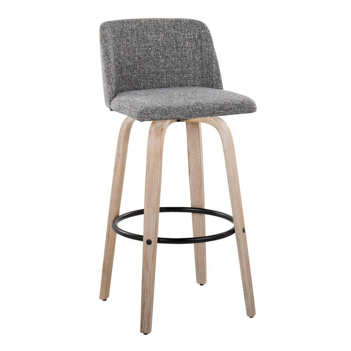 Mid-Century Modern Fixed Height BarStool Set with Swivel Footrest - Multiple Colors