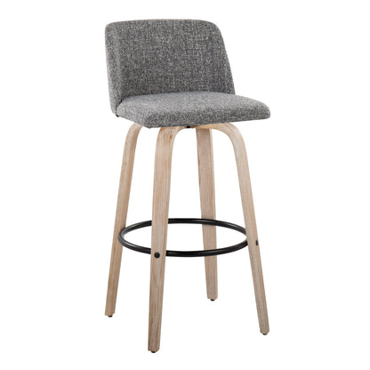 Mid-Century Modern Fixed Height BarStool Set with Swivel Footrest - Multiple Colors