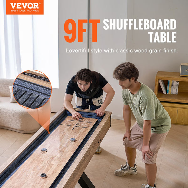 Premium 9-Foot 2-in-1 Shuffleboard & Bowling Combo Game Table