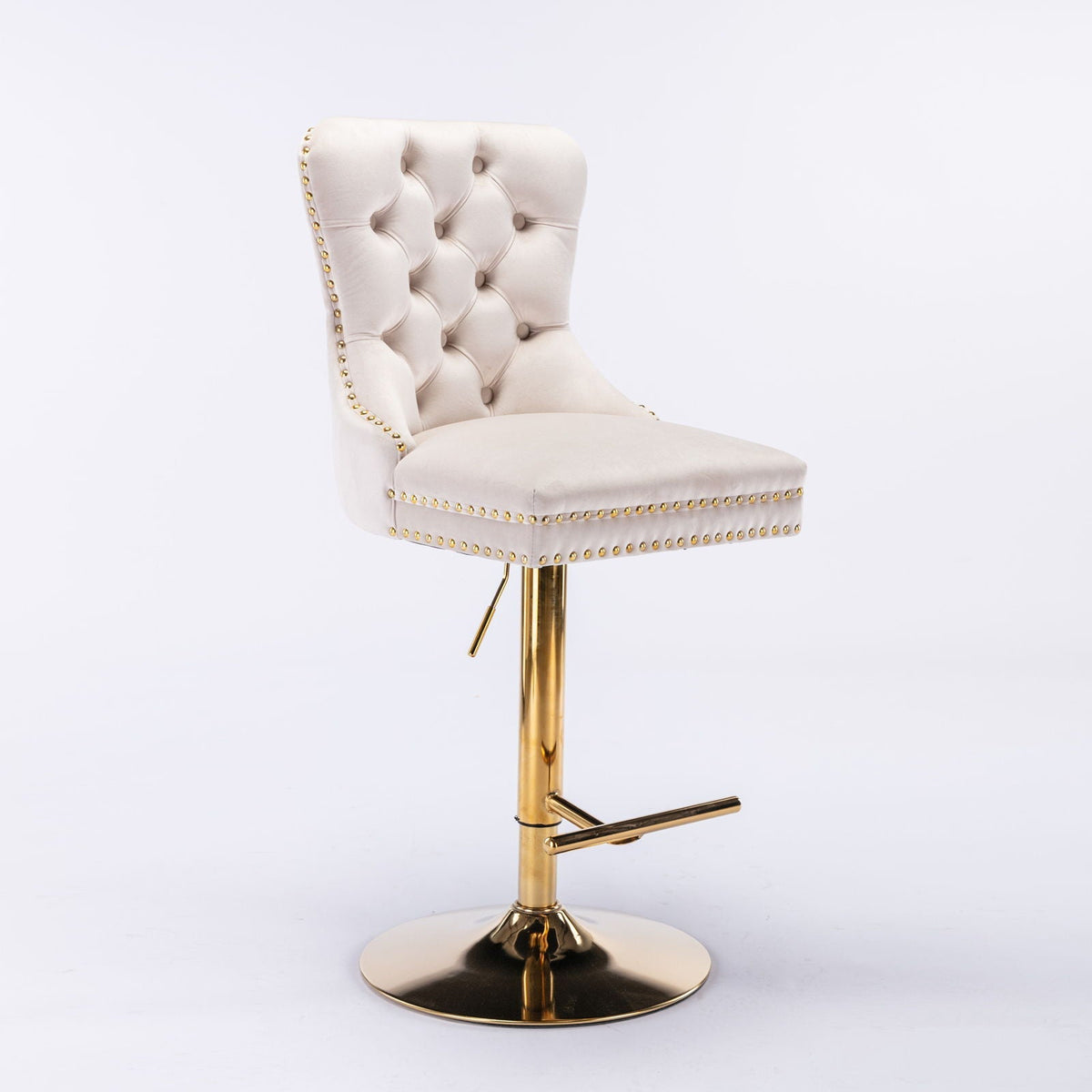 Modern Upholstered Swivel Barstools with Adjustable Height - Set of 2