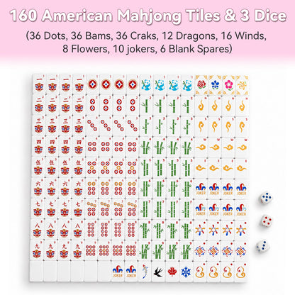 160PCS Floating Mahjong Tile Set Classic Style With 3 Dice