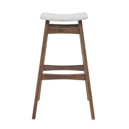 Mid Century Modern Bar Stool Set with Upholstered Seating - Beige or Dark Gray