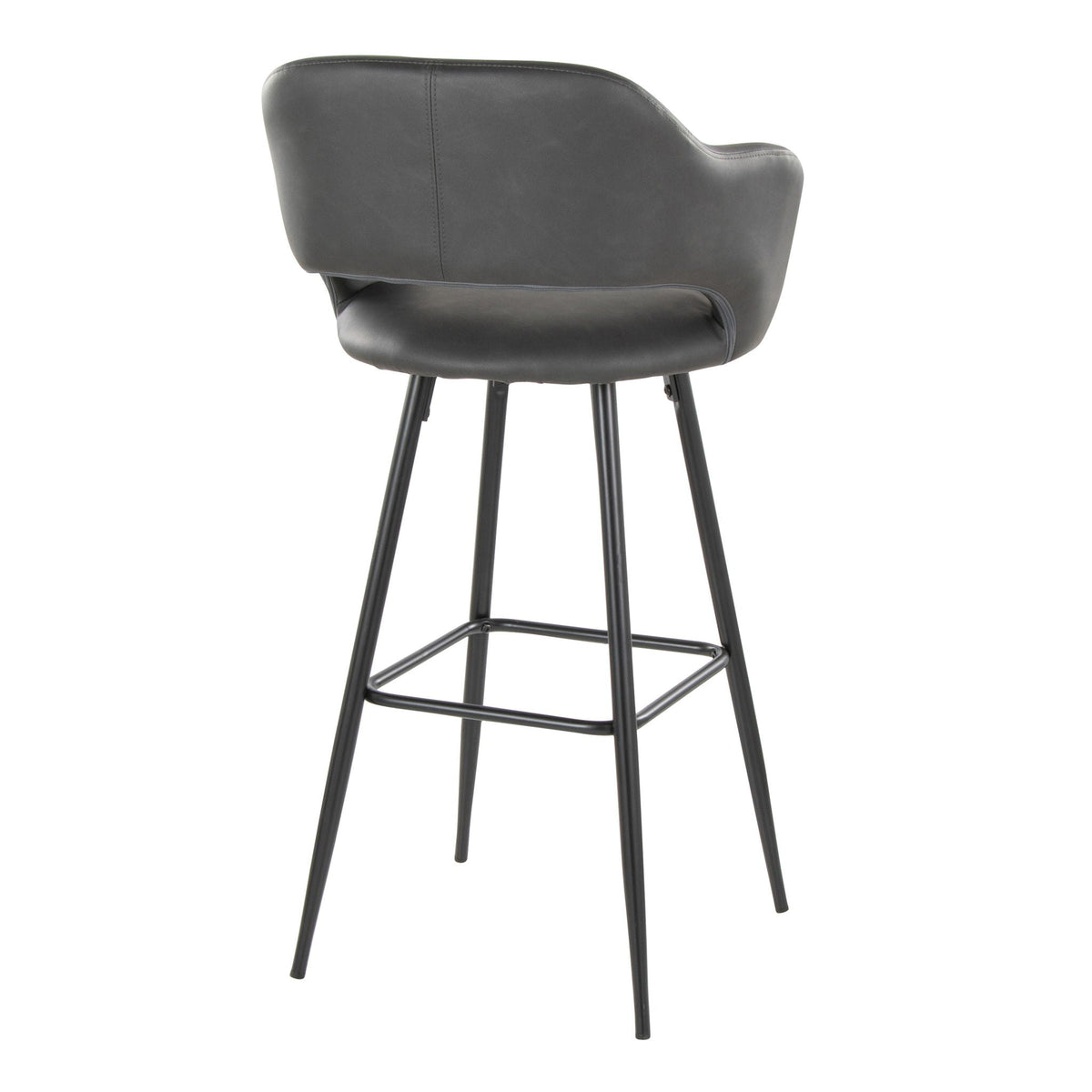Contemporary Fixed Height Barstool Set of 2 with Square Footrest - Multiple Colors