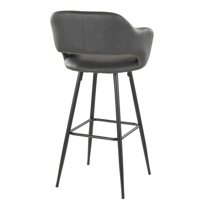 Contemporary Fixed Height Barstool Set of 2 with Square Footrest - Multiple Colors