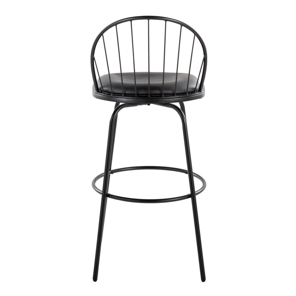 Farmhouse Barstool Set with Swivel and Round Footrest - Black or Dark Brown