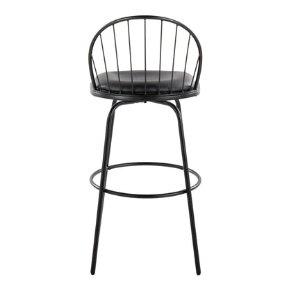 Farmhouse Barstool Set with Swivel and Round Footrest - Black or Dark Brown