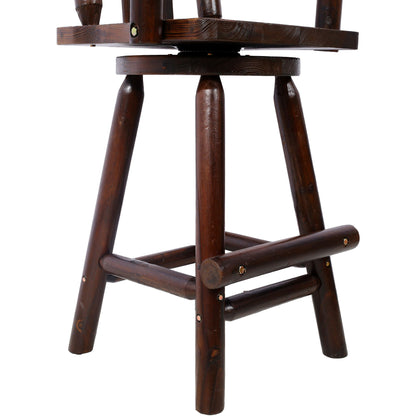 Rustic Bar Stool with Wide Armrest and 360° Swivel - Dark Brown or Light Brown