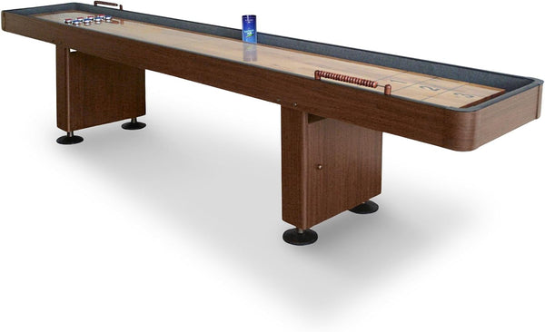 Challenger 12-ft Shuffleboard Table - Premium Walnut Finish with Built-In Scoring, Climate Adjusters, and Complete Accessory Set for Endless Family Fun