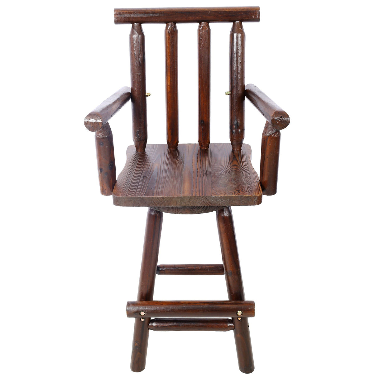 Rustic Bar Stool with Wide Armrest and 360° Swivel - Dark Brown or Light Brown