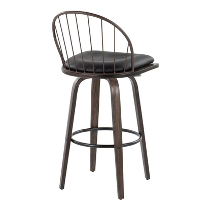 Industrial Fixed Height Barstool Set with Swivel and Removable Cushion - Light Brown or Black