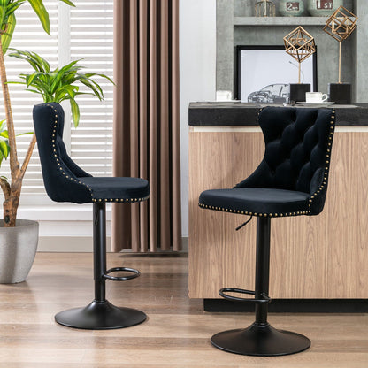 Modern Adjustable Swivel Barstools with Tufted Back - Multiple Colors (Set of 2)