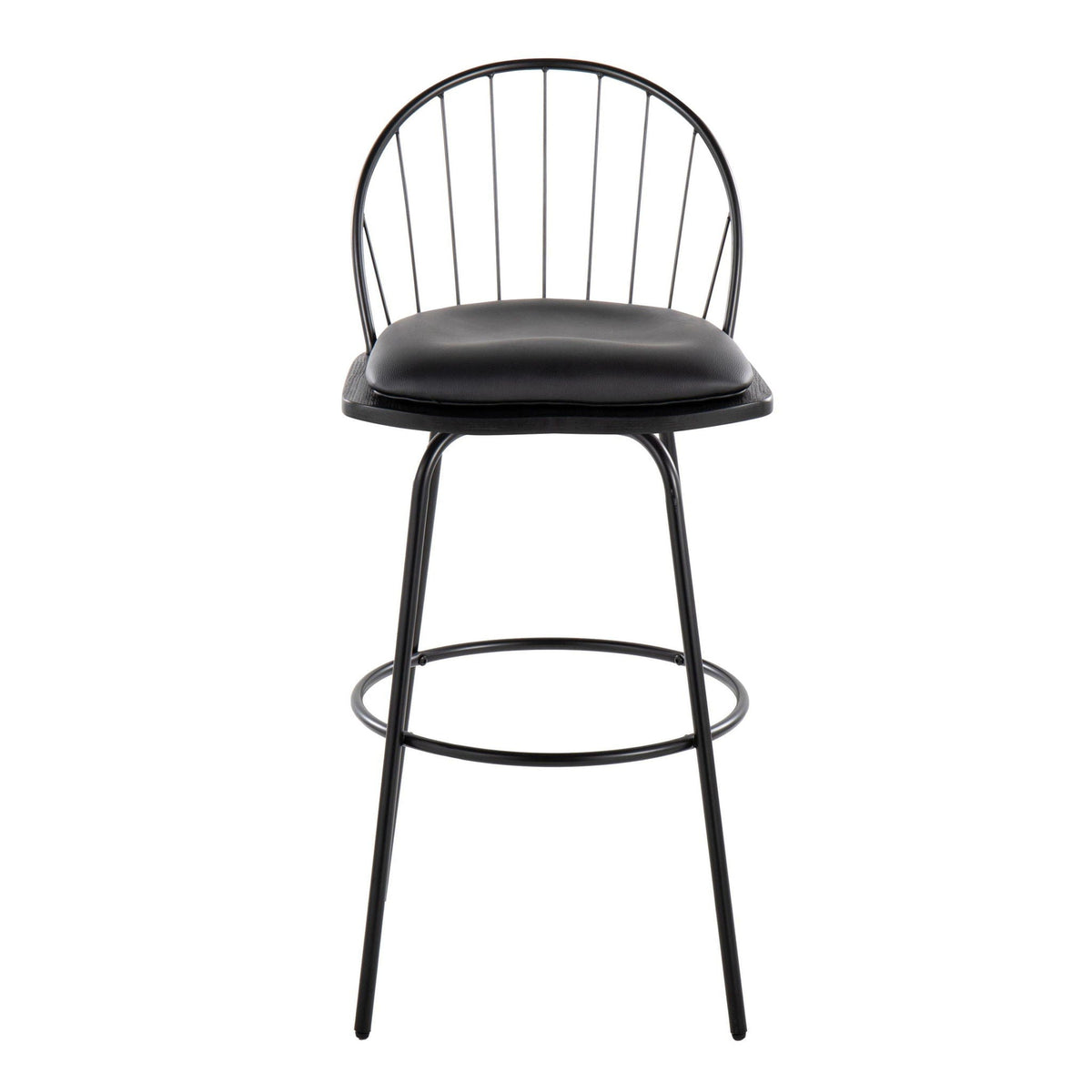Farmhouse Barstool Set with Swivel and Round Footrest - Black or Dark Brown