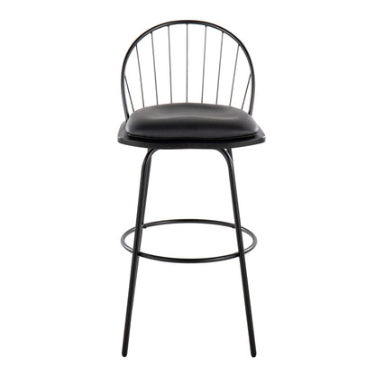 Farmhouse Barstool Set with Swivel and Round Footrest - Black or Dark Brown