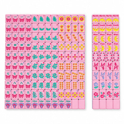 160-Tile American Mahjong Set,Floral Butterfly Mahjong Tiles With Raised 3D Details, 4 Dice & Rules Guide, Complete Mahjong Game Set