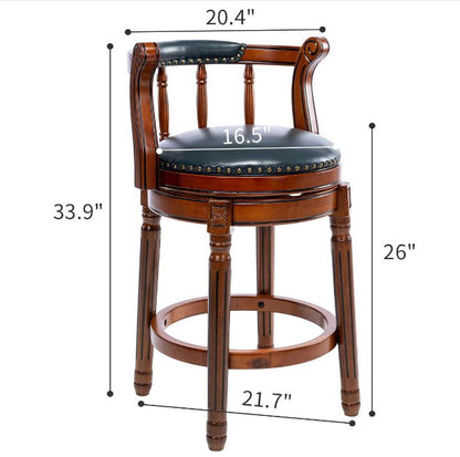 Swivel Cow Top Wooden Bar Stool with 360-Degree Rotation - Blue or Dark Brown