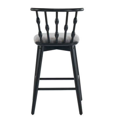 Doria Indoor Wooden Barstool with Hourglass Backrest - Grey