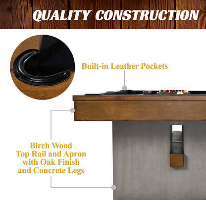 Barrington Billiards 8' Urban Slate-Tech Drop Pocket Table with Cover, Pool Ball and Cue Stick Set