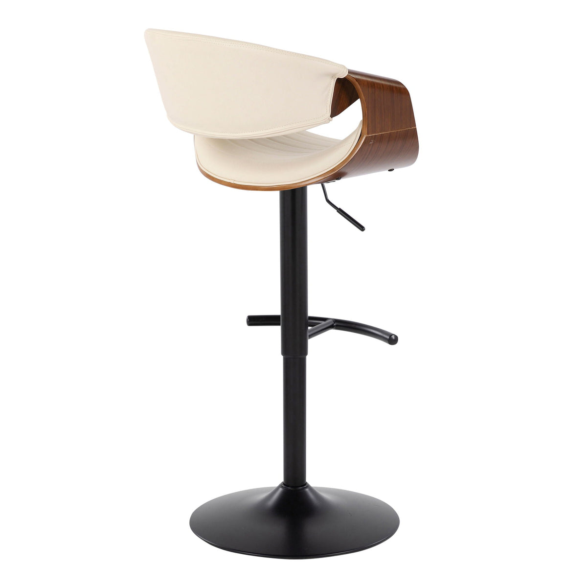 Symphony Mid Century Modern Adjustable Barstool Set with Swivel and T Footrest - Black, Beige, Pearl Silver