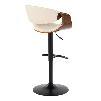 Symphony Mid Century Modern Adjustable Barstool Set with Swivel and T Footrest - Black, Beige, Pearl Silver