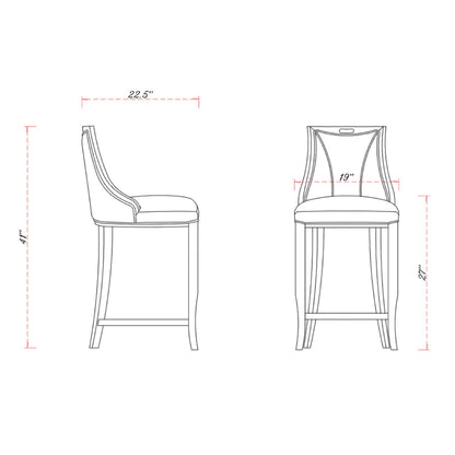 Bar Height Barstool with Back Support and Faux Leather Seat - White