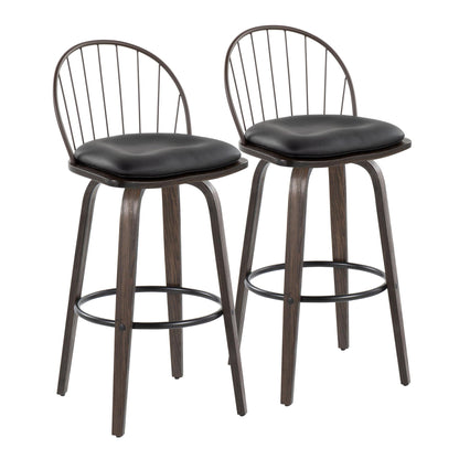 Industrial Fixed Height Barstool Set with Swivel and Removable Cushion - Light Brown or Black